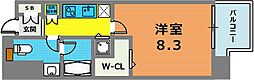レジディア神戸磯上 1Kの間取図画像