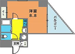 ロイヤルヒル神戸三ノ宮Part2 1Kの間取図画像