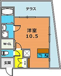 HCフラッツ青谷ガーデン ワンルームの間取図画像