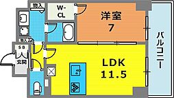 プレサンスTHE神戸 1LDKの間取図画像