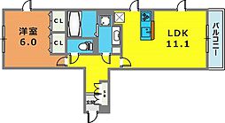 グレイスコート神戸山本通 1LDKの間取図画像