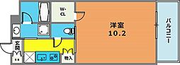 ウェルスクエア芦屋 1Kの間取図画像