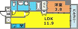 KMS新生水木通 1LDKの間取図画像