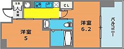 エステムプラザ神戸西Vミラージュ 2Kの間取図画像