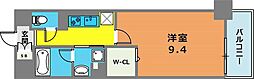 シュロスフォン甲南 1Kの間取図画像