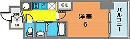 エステムコート神戸湊町 1Kの間取図画像