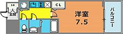 プレサンス三宮フラワーロード 1Kの間取図画像