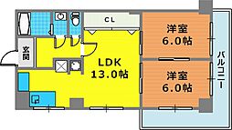 シャトー・ド・フェニックス 2LDKの間取図画像