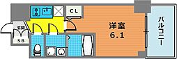 エスリード神戸兵庫駅ミッドポート 1Kの間取図画像