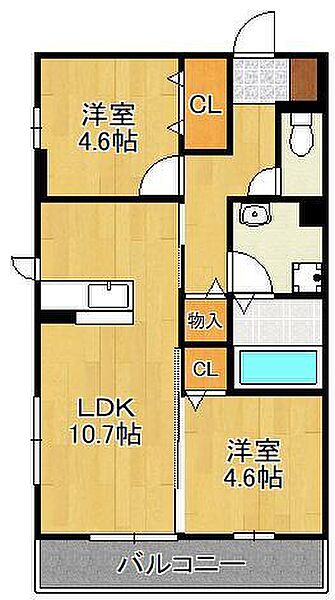 SHIZUKA 大里 ｜福岡県北九州市門司区大里戸ノ上1丁目(賃貸アパート2LDK・3階・50.29㎡)の写真 その2