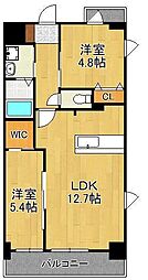 MDI Vista mare 門司駅前 4階2LDKの間取り