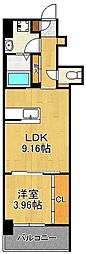 ウィングス門司駅前 12階1LDKの間取り