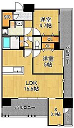 ラフィーネ香春口 11階2SLDKの間取り