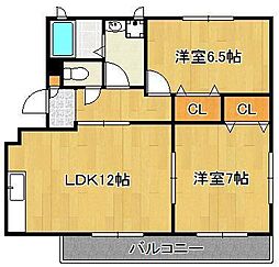 プリムローズ 2LDKの間取図画像