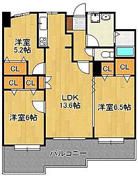 ニューサンリバー12番館 3LDKの間取図画像