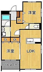 ロワール・イン柳原町 2LDKの間取図画像