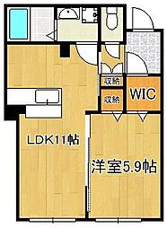フレシール柳町 1LDKの間取図画像