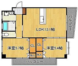 シグナス 2LDKの間取図画像