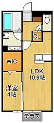 ドゥリヴェール 1LDKの間取図画像