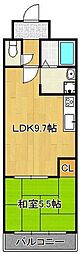 エルザ馬借47 1LDKの間取図画像