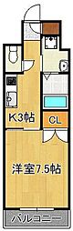 リファレンス小倉駅前 1Kの間取図画像