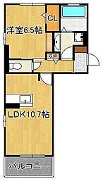 D-room柳町 1LDKの間取図画像
