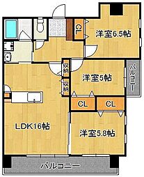 KSK門司コアプレイス 3LDKの間取図画像