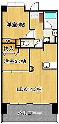 オークランドアサート小倉 2LDKの間取図画像