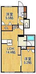 アミコート1 2LDKの間取図画像