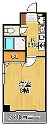 オークハイム 1Kの間取図画像