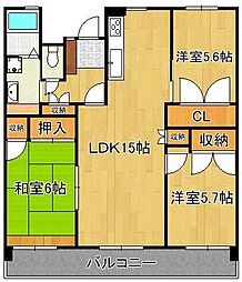 サルヴァトーレ東小倉 3LDKの間取図画像