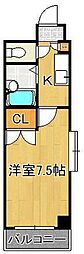 アリエストム 1Kの間取図画像
