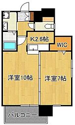 リンデンバウム京町 2Kの間取図画像