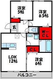 クレールアソウ 3LDKの間取図画像