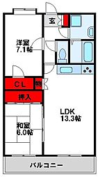 ルシオーレ 2LDKの間取図画像