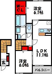 ティーダ水巻B 2LDKの間取図画像