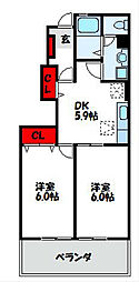 ベルメゾン 2DKの間取図画像