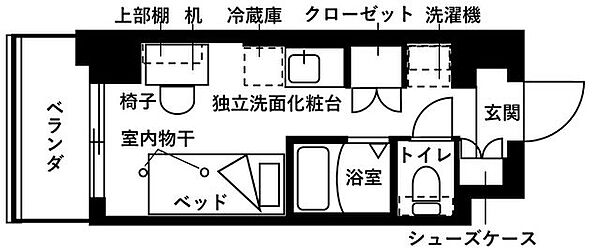 フレンシアエール仙川 226｜東京都調布市仙川町２丁目(賃貸マンション1R・2階・16.30㎡)の写真 その2