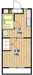 パークサイド中川 1DKの間取図画像