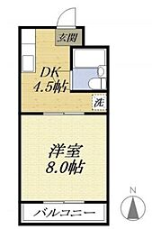 アネックスハイツベア細江 1DKの間取図画像