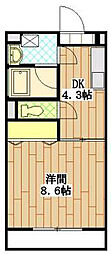 ウィングあけぼの 1DKの間取図画像