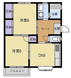 足土コーポ 2DKの間取図画像
