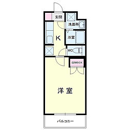 ブルー・シエル 1Kの間取図画像
