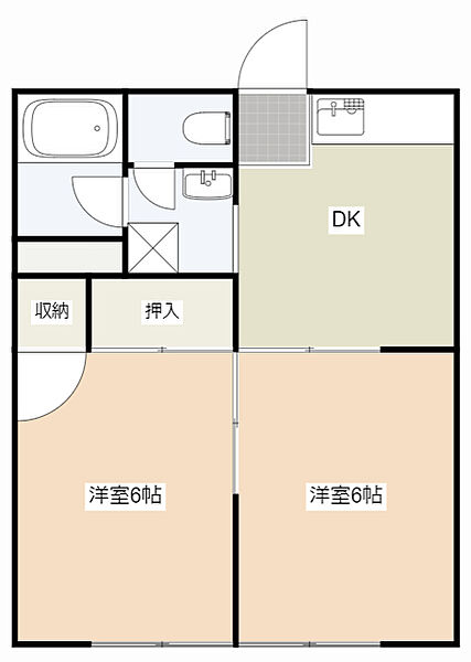 越路ハイツ 203｜静岡県浜松市中央区安新町(賃貸アパート2DK・2階・37.35㎡)の写真 その2