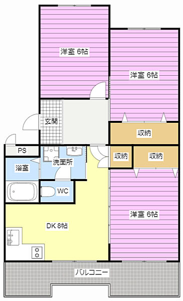 セントラルハイツB棟 111｜静岡県湖西市ときわ１丁目(賃貸マンション3DK・1階・59.16㎡)の写真 その2