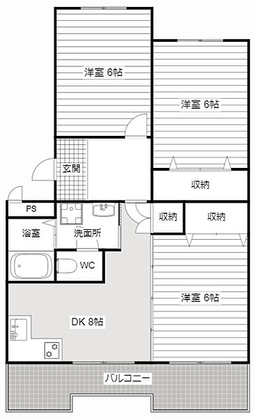 セントラルハイツB棟 411｜静岡県湖西市ときわ１丁目(賃貸マンション3DK・4階・59.16㎡)の写真 その2