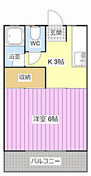 コーポスカイビュー 1Kの間取図画像