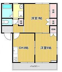 サンハイツ和合 2DKの間取図画像