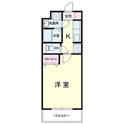 クロスロード広沢 1Kの間取図画像