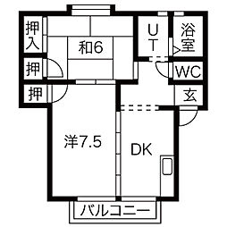 ハートリア 2DKの間取図画像